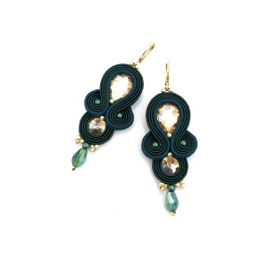 „Anya” kolczyki złoto zielone delikatne romantyczne małe