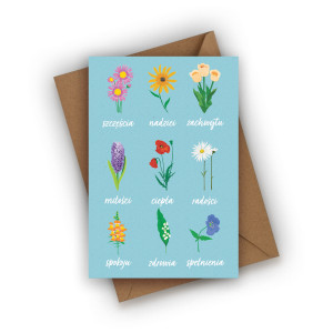 Kartka urodzinowa- Kwiaty z życzeniami