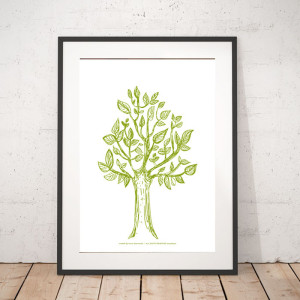 30x40 plakat drzewo, plakat z drzewem, botaniczny plakat na ścianę, drzewo obraz A3, boho dekoracja do domu
