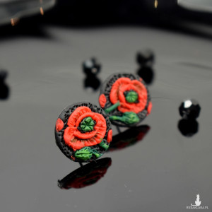 Małe kolczyki sztyfty "czerwony mak"