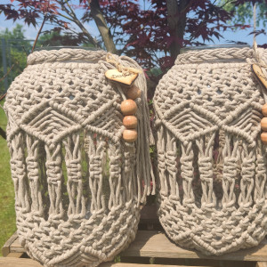 Lampion w stylu Boho wykonany metodą makramy