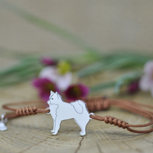 Łajka jakucka - bransoletka z psem, srebro 925