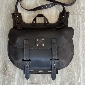 Duża brązowa torba ze skóry „Crazy Horse” Vintage.