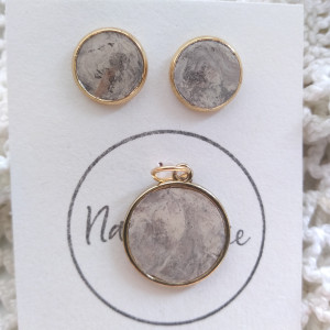 Komplet biżuterii - kolor szary, mozaika