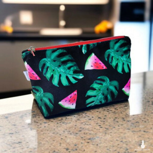 Kosmetyczka damska welurowa etui do torebki organizer do torby duża kosmetyczka arbuzy