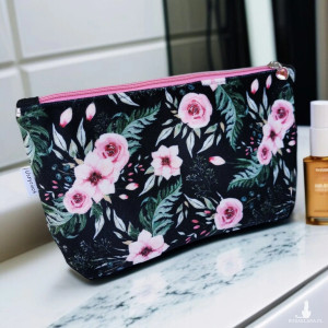 Kosmetyczka damska welurowa etui do torebki organizer do torby duża kosmetyczka kwiaty in garden
