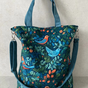 Torba hobo XXL - print ptaszki