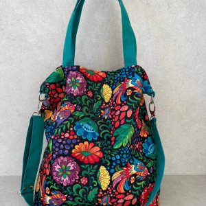 Torba hobo XXL - print rajskie ptaki