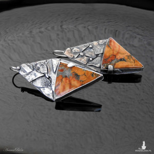 Kolczyki srebrne z żółtym jaspisem Maligano wiszące