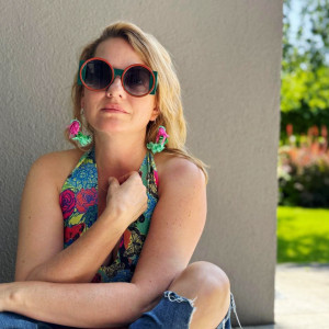 Kolczyki kwiaty zielono rozowe