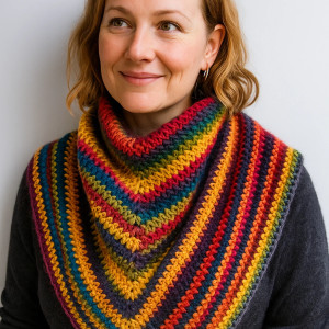 Duża ciepła kolorowa chusta Nie Mech z wełną merino