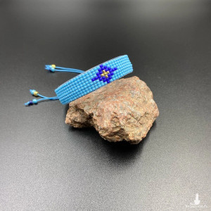 BRANSOLETKA TKANA NA KROŚNIE Z KORALIKÓW - niebieska #974