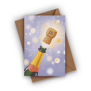 Kartka urodzinowa na osiemnastkę- Szampan