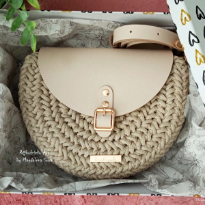 Torebka jodełka ręcznie szydełkowana Skóra