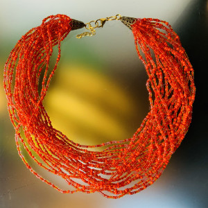 Naszyjnik Koraliki Pomarańczowe Sunset