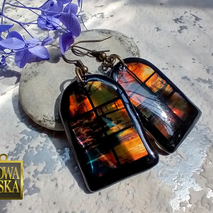 Kolczyki witrażyki z żywicy