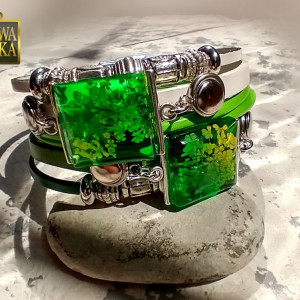 Absynt 2 - bransoleta z żywicy i rzemieni