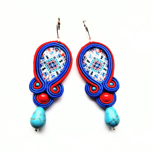 Czerwone koguty  kolczyki sutasz