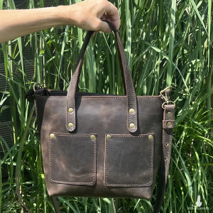 Damska Shopperka brązowa ze skóry Crazy Horse.