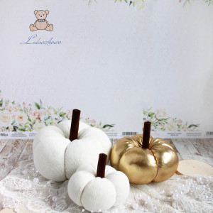 Jesienne dynie dekoracyjne, dekoracja do domu, biura, szkoły, złoto-biel 3szt GOTOWE