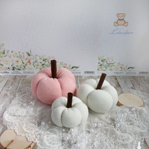 Jesienne dynie dekoracyjne, dekoracja do domu, biura, szkoły, różowo-białe 3szt GOTOWE