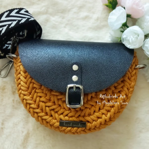 Torebka jodełka ręcznie szydełkowana Skóra