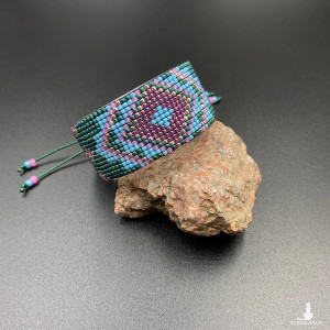 BRANSOLETKA TKANA NA KROŚNIE morski niebieski fioletowy #978