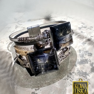 Dark - bransoleta z żywicy i rzemieni