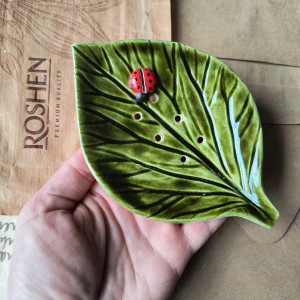 Liść z biedronką mydelniczka