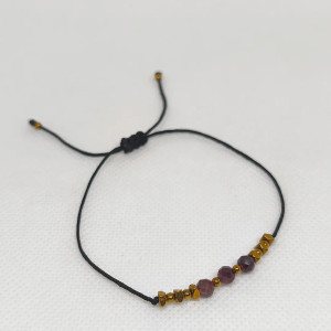 Delikatna Bransoletka z Kamieniami Granatu i Hematytu | Ręcznie Pleciona