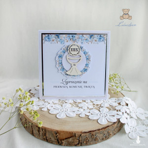 Zaproszenie komunijne, Zaproszenia Pierwsza Komunia Święta "Azure Flower"