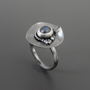 Pierścionek z labradorytem, srebro 925, rozmiar 9-16