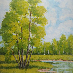 OBRAZ RĘCZNIE MALOWANY AKRYLOWY "NA PIERWSZYM PLANIE" - 30x24cm