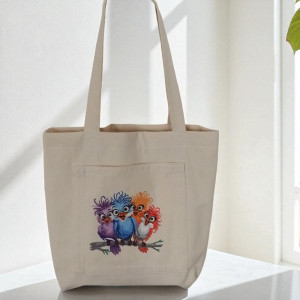 Jasna bawełniana shopperka z haftem