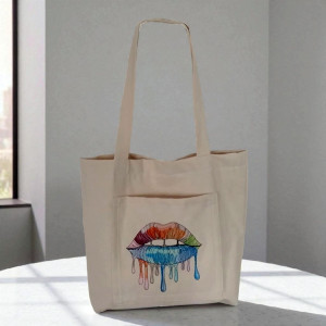 Jasna bawełniana shopperka z haftem