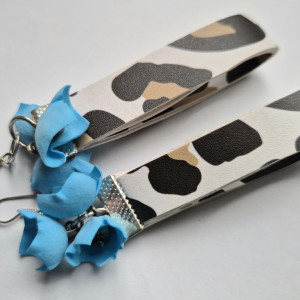 Kolczyki  panterka i kwiaty