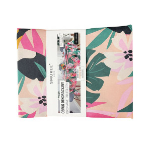 nowy obrus 110x160, boho obrus dżungla, pudrowy obrus, tukan obrus, liście obrus dekoracyjny, plamoodporny obrus 160x110, nowoczesny obrus do domu, kolorowy obrus w stylu boho