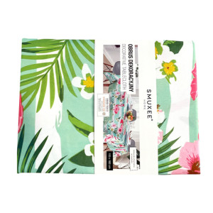 nowy obrus 110x160, flamingi obrus 160x110, boho obrus dekoracyjny, plamoodporny obrus we flamingi, nowoczesny obrus do domu, różowo zielony obrus w stylu boho