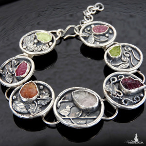 Bransoletka srebrna z turmalinami unikat
