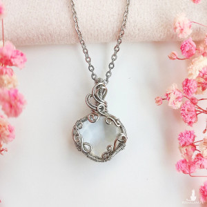 Naszyjnik Kryształ Górski stal chirurgiczna wisiorek handmade wirewrapping