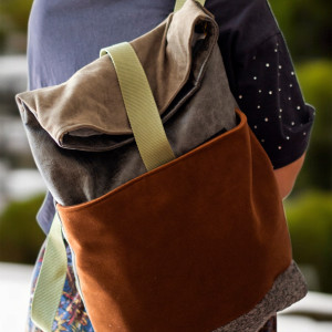 Duży składany plecak kurierski szaro-zielono-brązowy