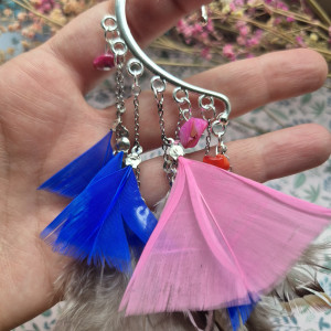 nausznica  pióra kolory boho