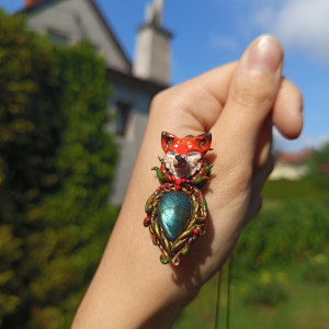 Naszyjnik leśnego liska z labradorytem, idealny na prezent, magia fantasy, fairycore, goblincore