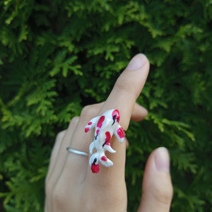 Pierścionki karpi koi recznie malowane i rzebione, idealny na prezent