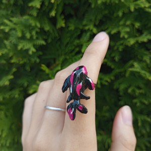 Pierścionki karpi koi recznie malowane i rzebione, idealny na prezent