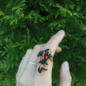 Pierścionki karpi koi recznie malowane i rzebione, idealny na prezent