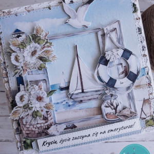 Kartka z okazji przejścia na emeryturę z motywem morza 7, personalizacja