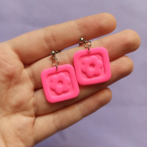 Kolczyki z gliny polimerowej neonowe kwiatki