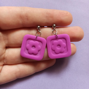 Kolczyki z gliny polimerowej neonowe kwiatki