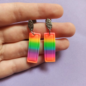 Kolczyki z gliny polimerowej neonowe ombre
